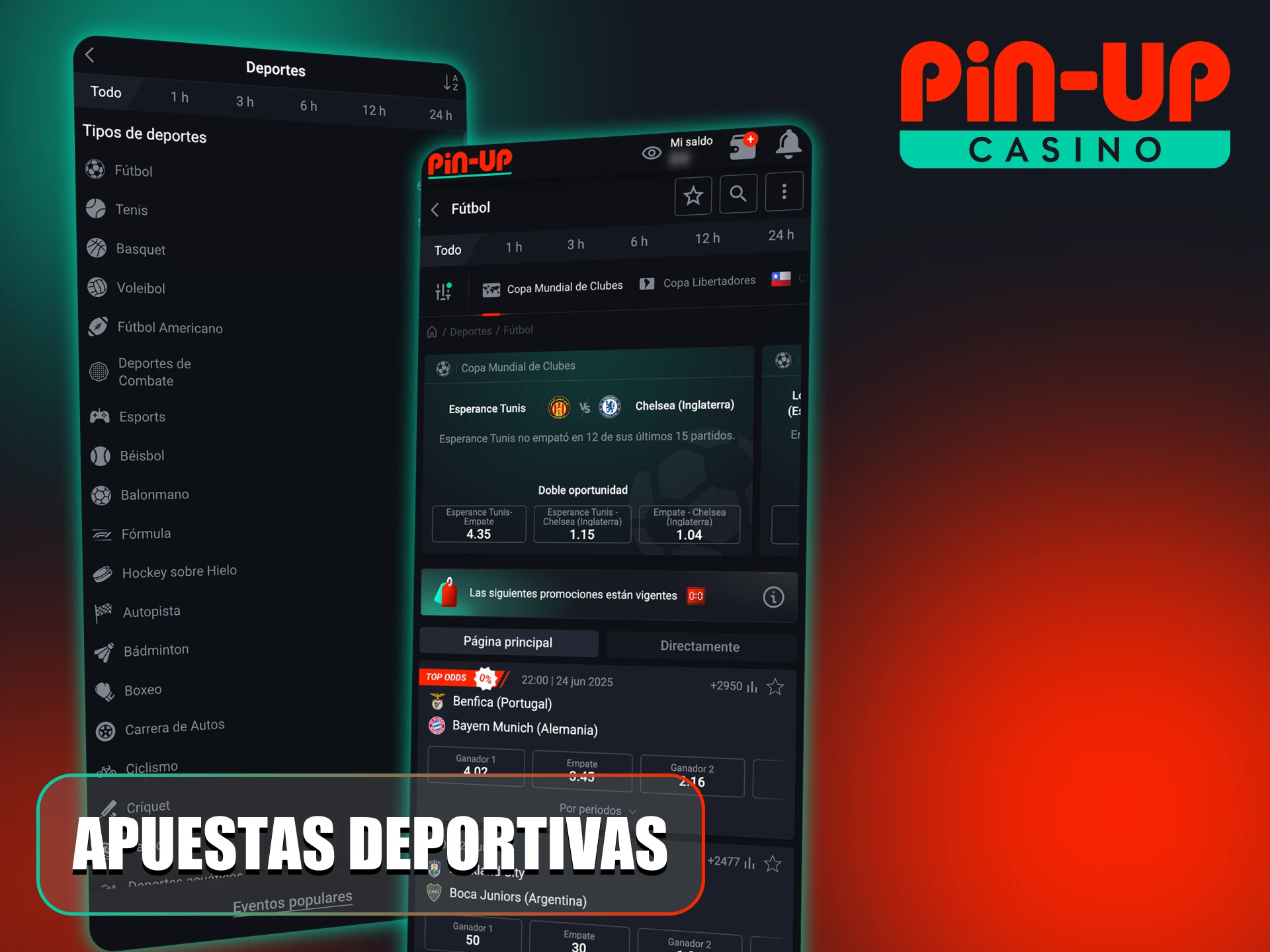 La aplicación Pin-Up te permite acceder a los mercados deportivos mundiales.