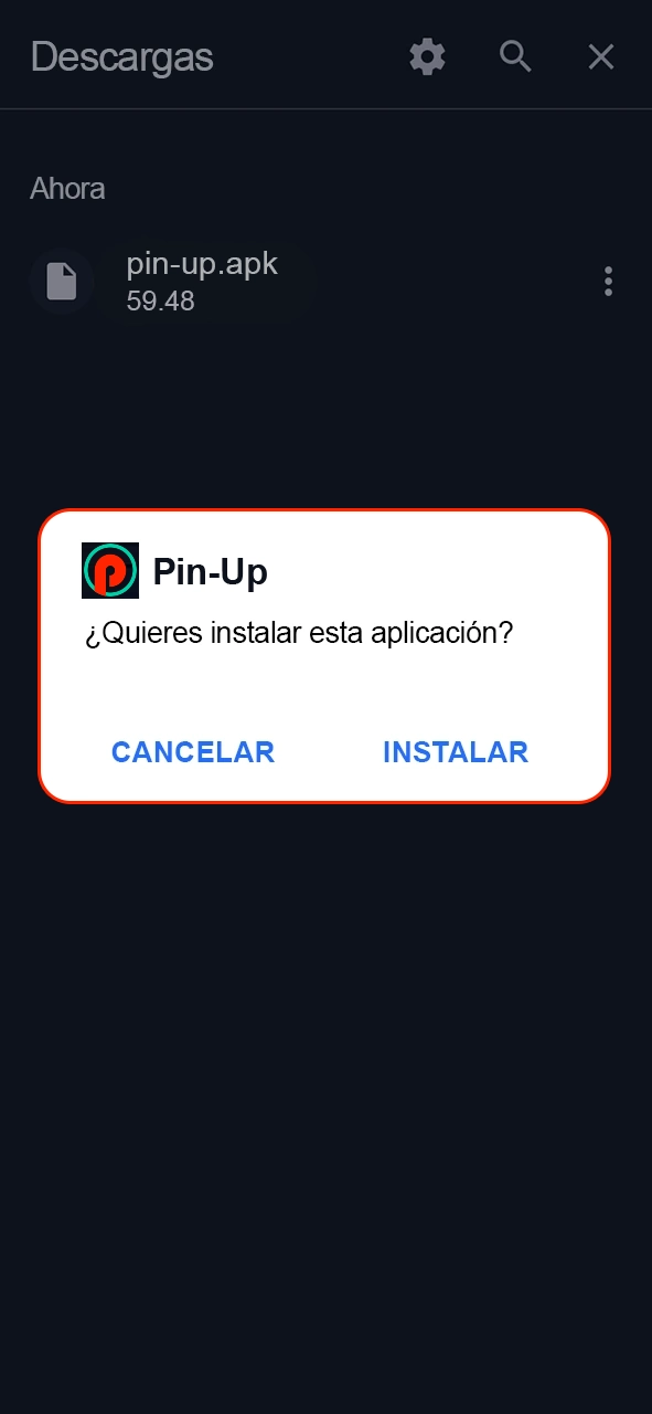 Siga las instrucciones para completar la instalación de la aplicación Pin-Up.