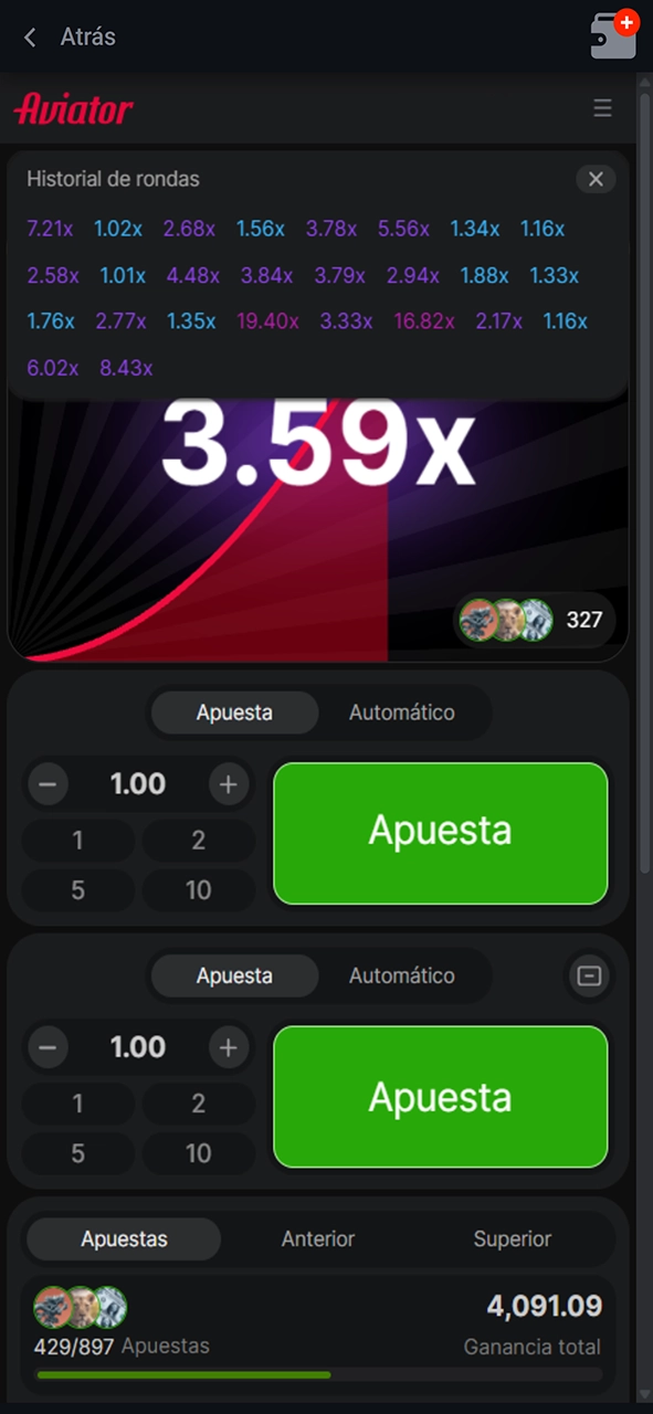 Historia de las últimas rondas del juego Aviator en Pin-Up.