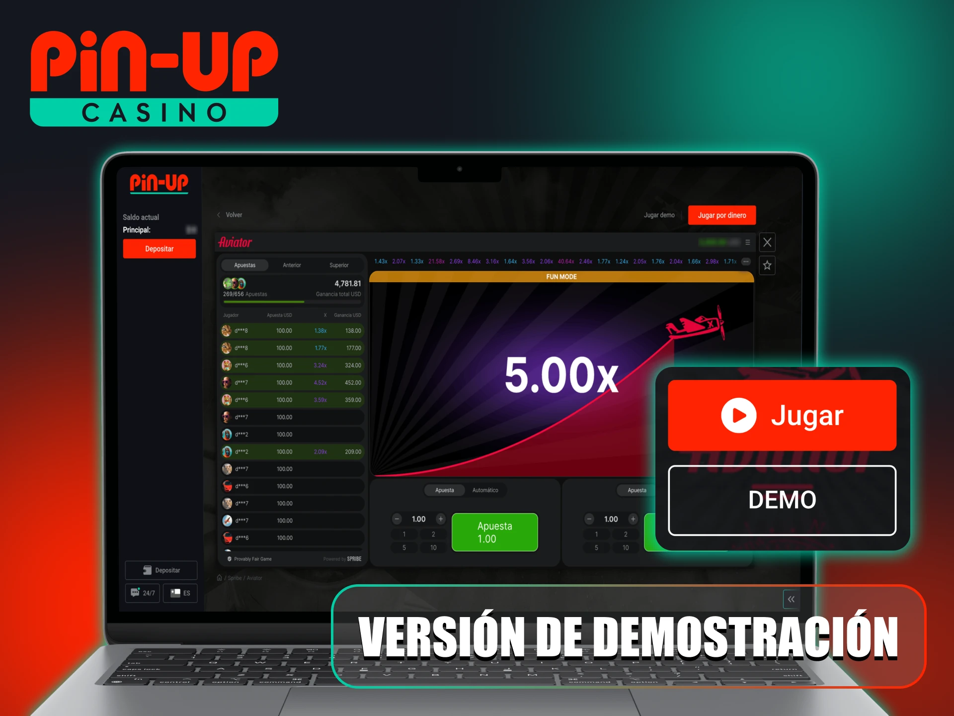 Pruebe la versión demo de Pin-Up Aviator sin apostar dinero real.