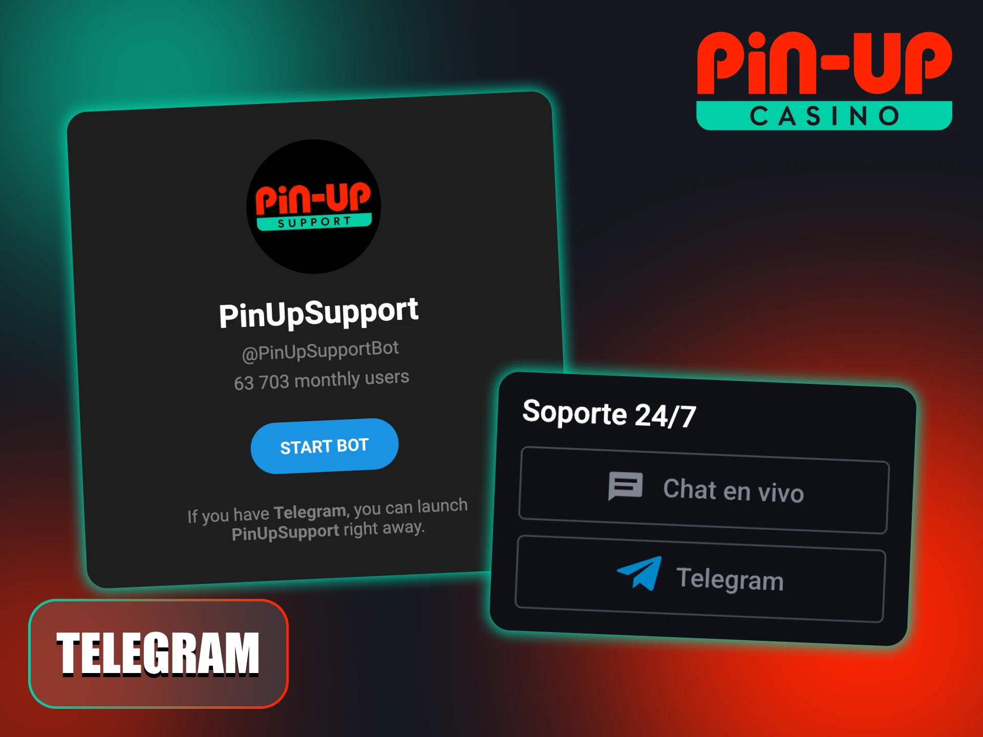 Envía tu mensaje al canal oficial de Telegram de Pin-Up.