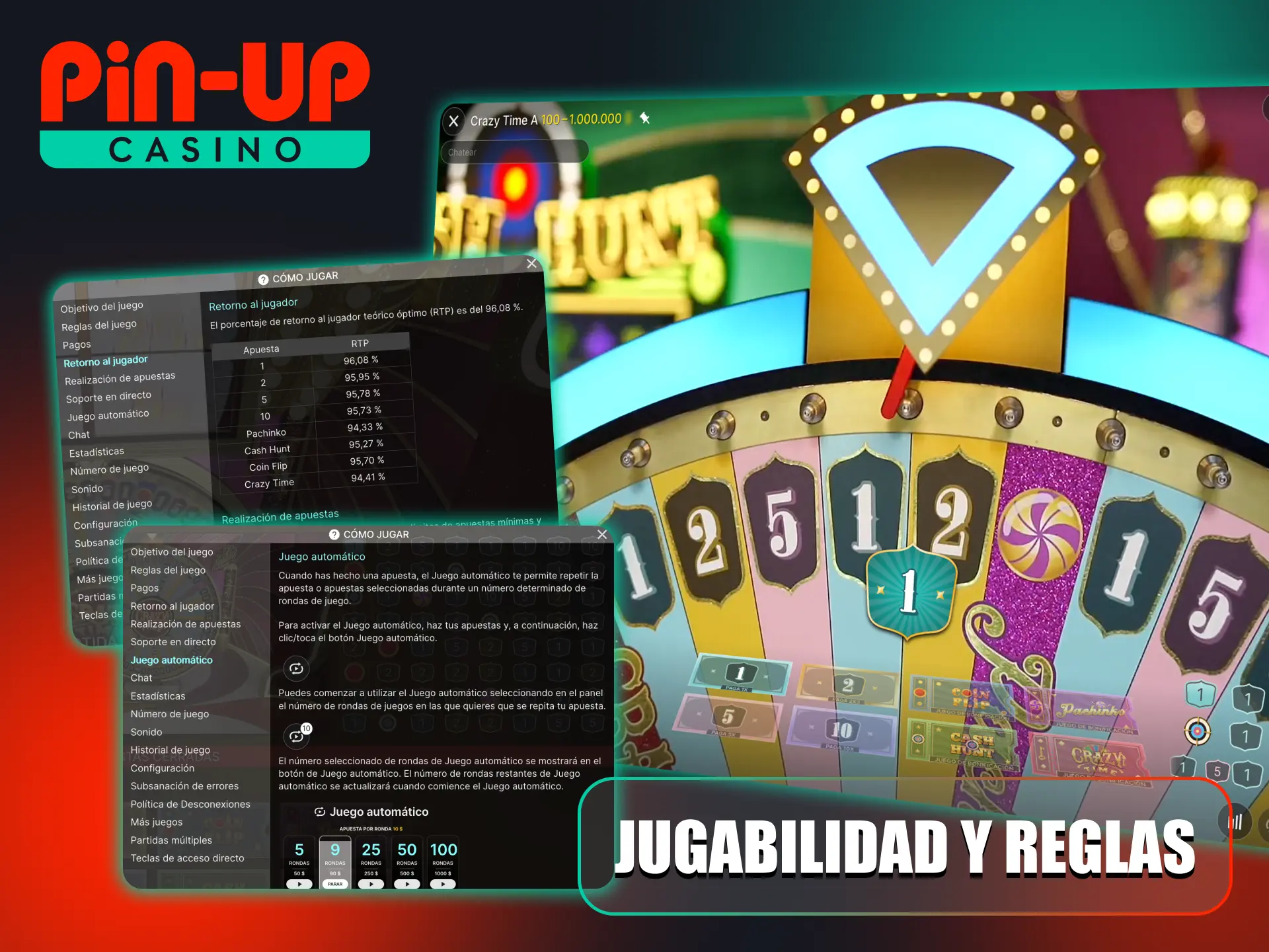 Pin-Up Crazy Time tiene eventos de bonificación interactivos.