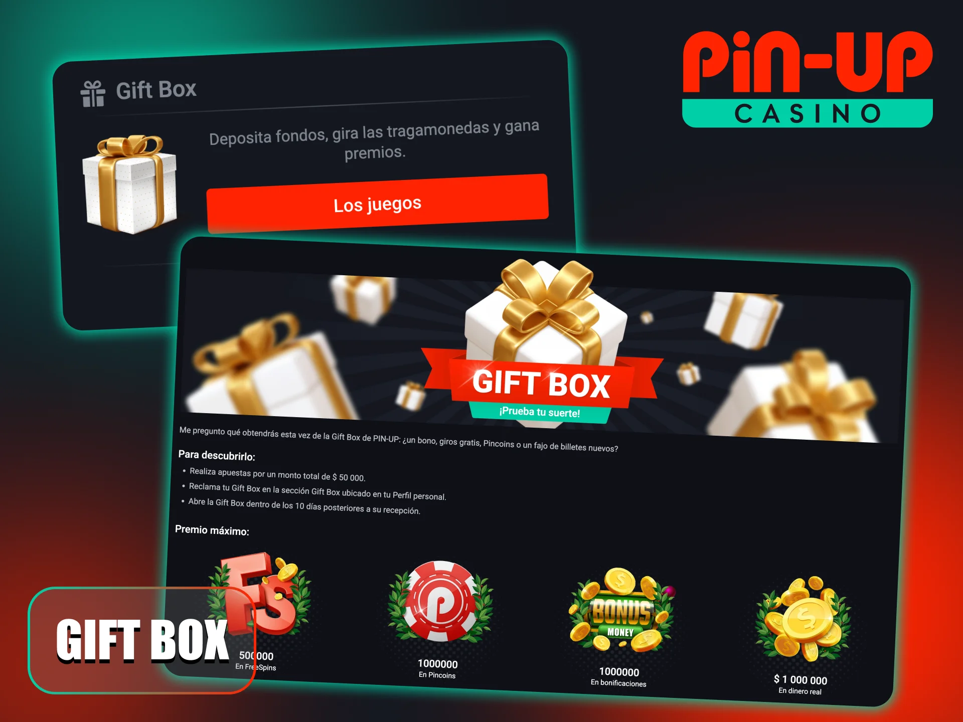 Puede aumentar sus recompensas con las Cajas regalo Pin-Up.