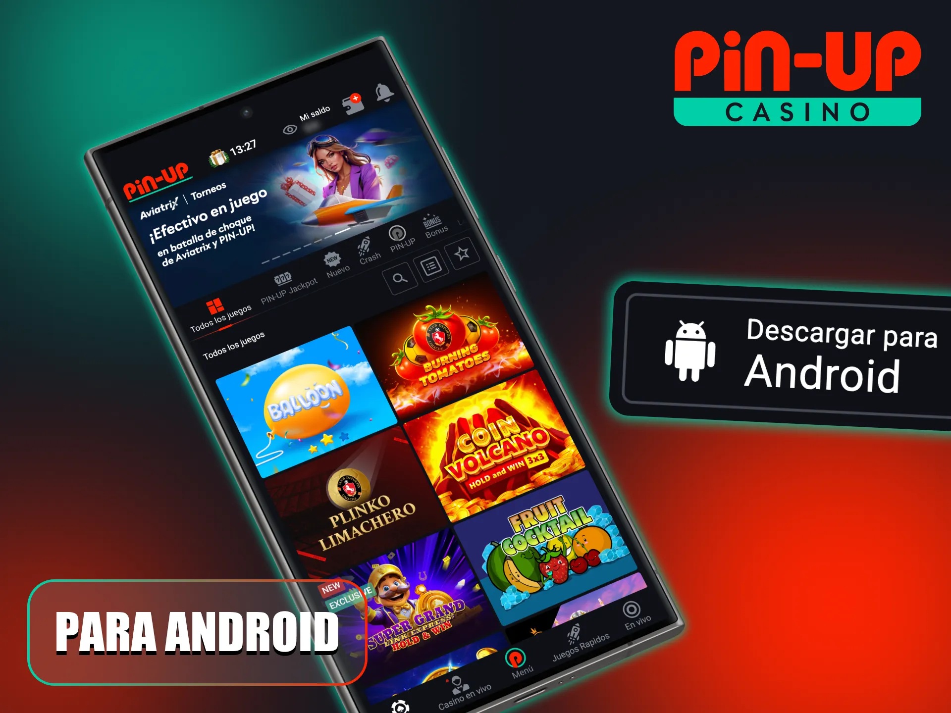 La instalación de la aplicación Pin-Up en Android es rápida.