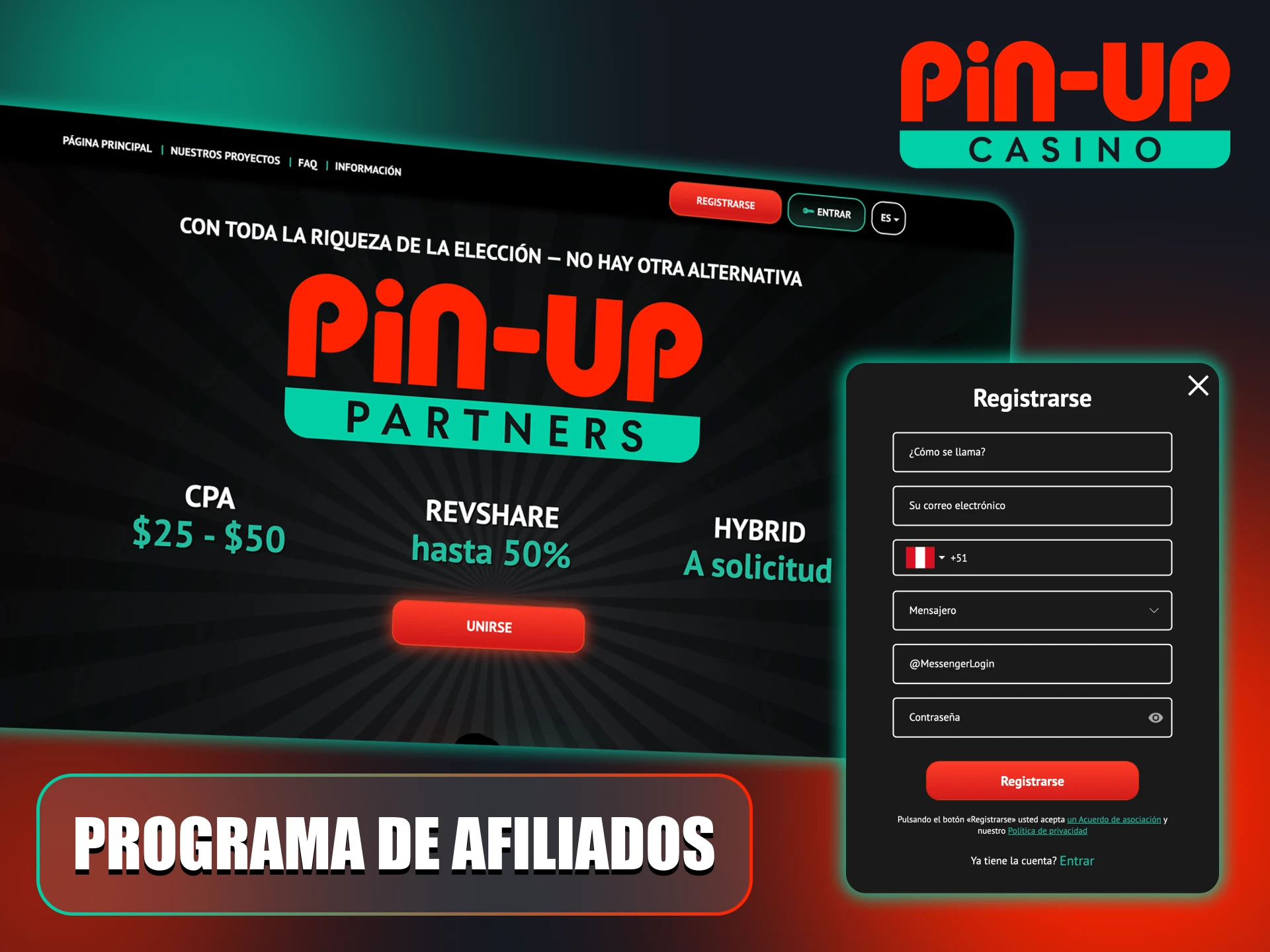 El programa de afiliación Pin-Up está abierto a cualquier persona.