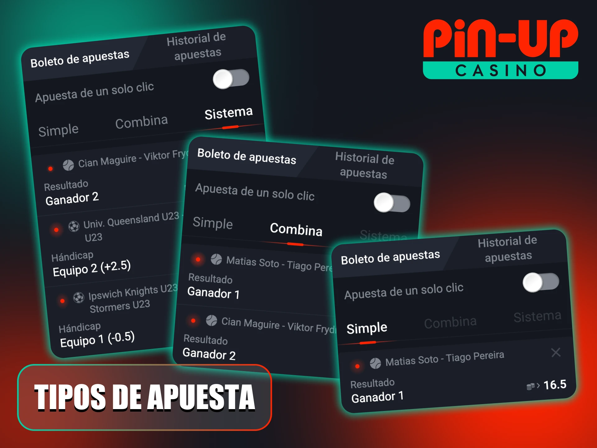 Pin-Up ofrece una gran variedad de tipos de apuestas.