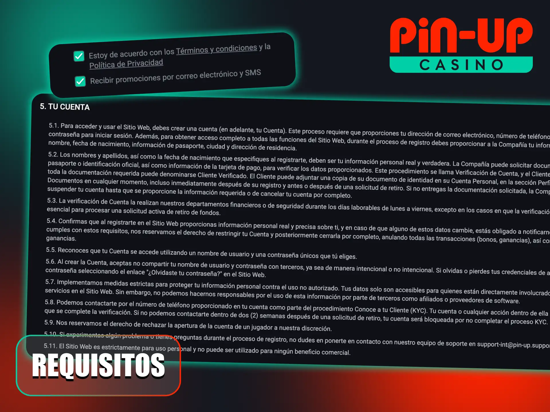 Siga las normas internas del sitio Pin-Up durante el registro.